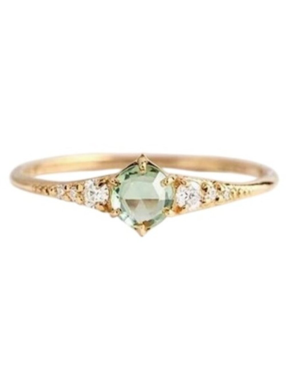 Round Cut Pale Green Sapphire & Moissanite Engagement Anniversary 14k gold Ring